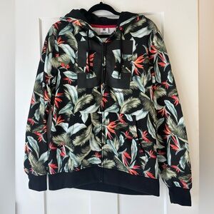 Vintage DC Shoes Hoodie MENS Size Medium Floral Hoodie Skateboard Logo Zip Up